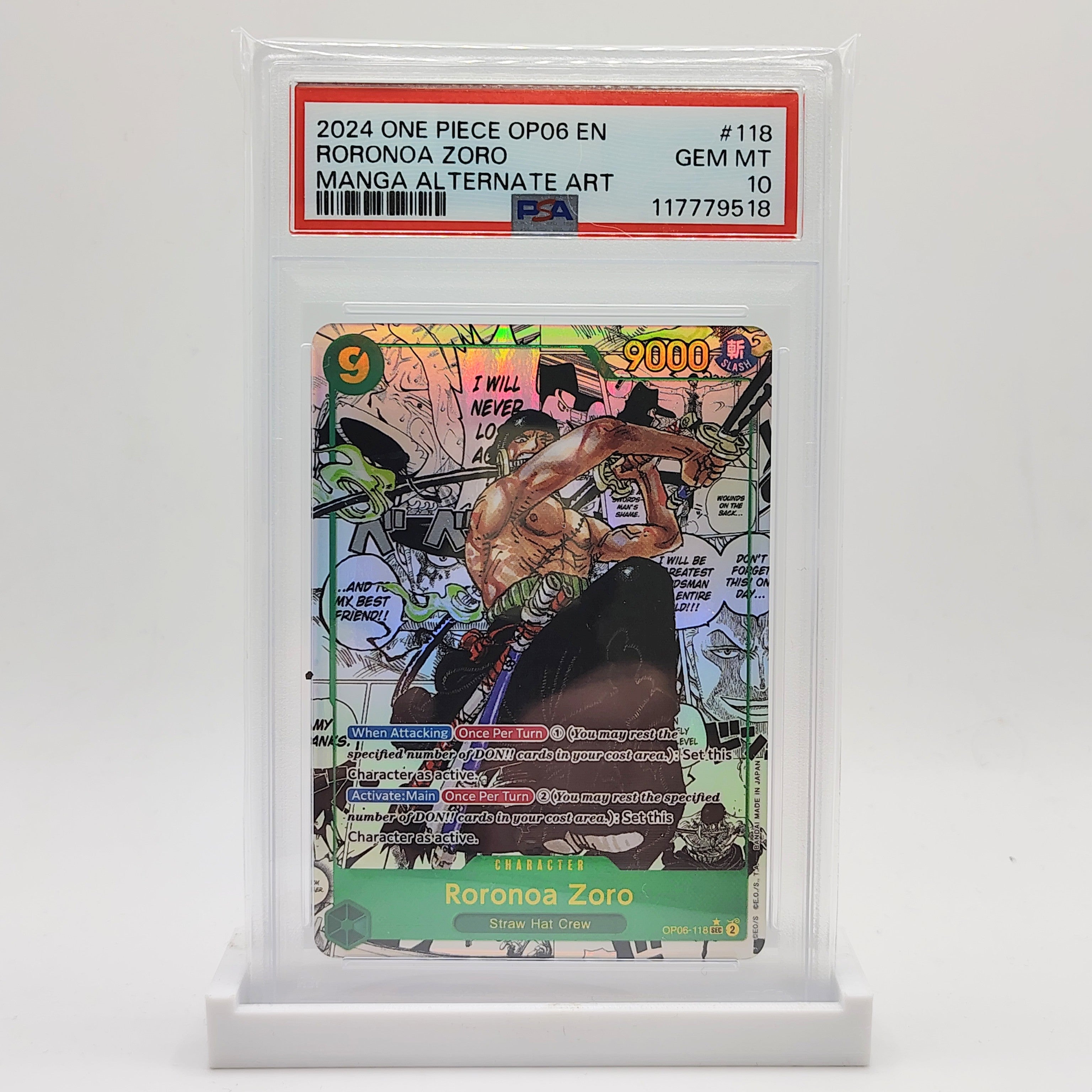 PSA 10 Roronoa Zoro Manga Alternate Art