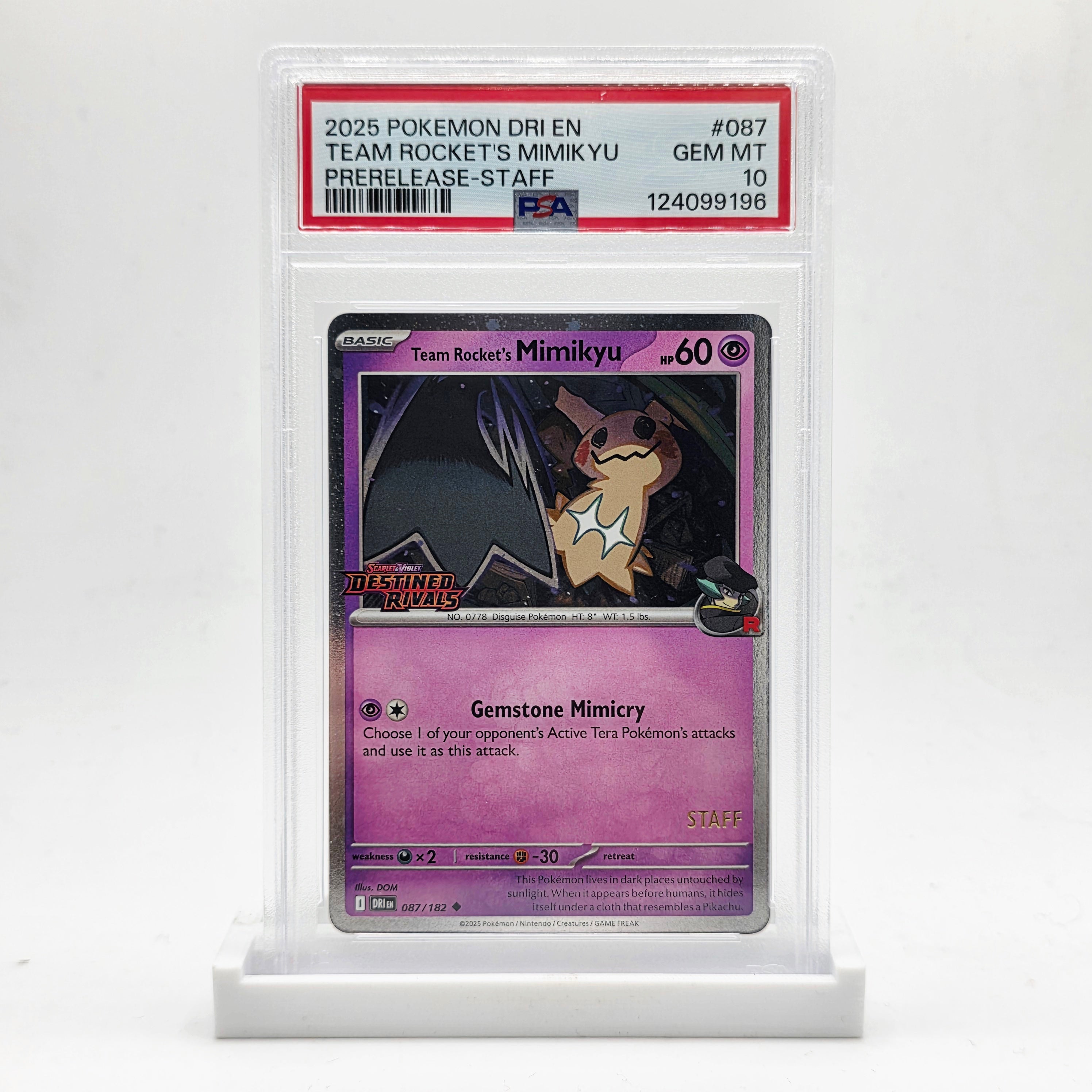 PSA 10 Team Rocket's Mimikyu Pre-Release Staff Stamp - 2025