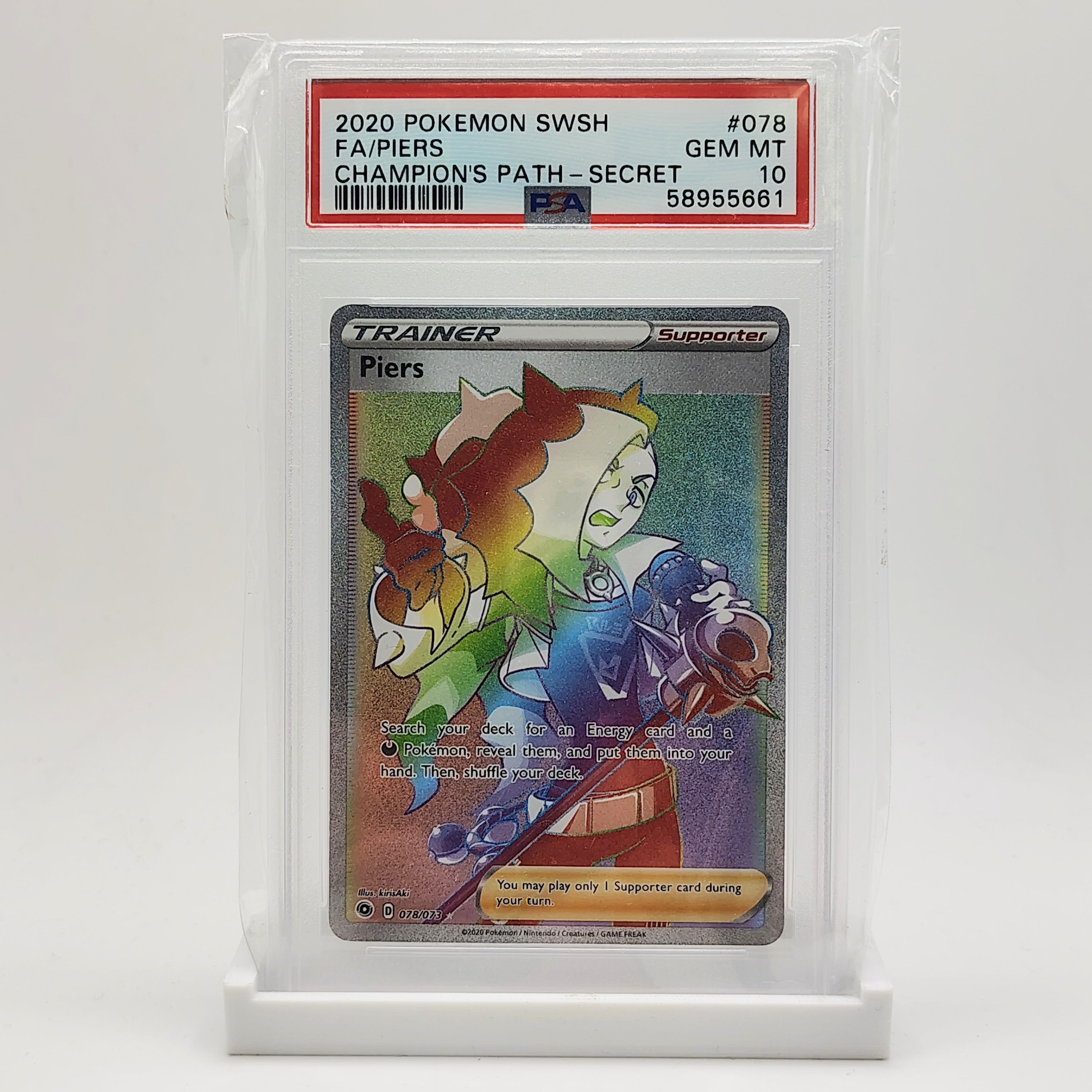 piers pokemon card price PSA 10 Piers Rainbow Full Art