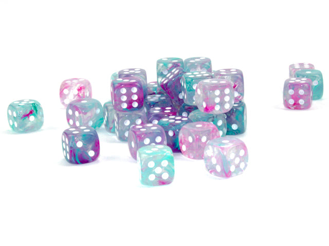 Chessex Dice - Nebula® 12mm d6 Wisteria/white Luminary™ Dice Block™ (36 dice)