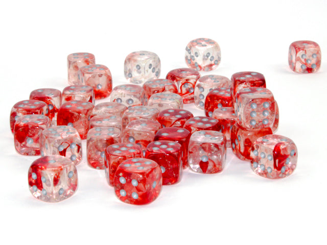 Chessex Dice - Nebula® 12mm d6 Red/silver Luminary™ Dice Block™ (36 dice)