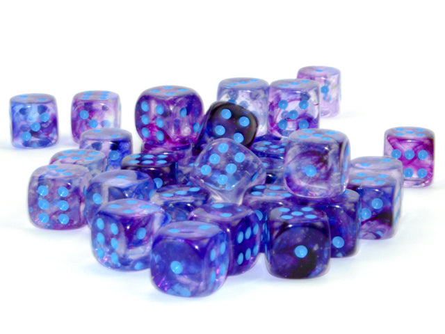 Chessex Dice - Nebula® 12mm d6 Nocturnal™/blue Luminary™ Dice Block™ (36 dice)