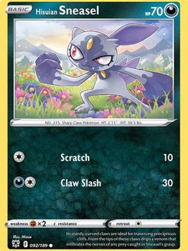 Hisuian Sneasel (092/189) [Sword & Shield: Astral Radiance]