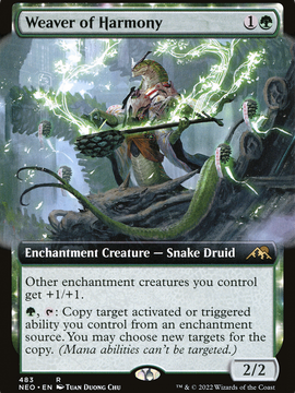 Weaver of Harmony (NEO-483) - Kamigawa: Neon Dynasty: (Extended Art, enchantment) Foil