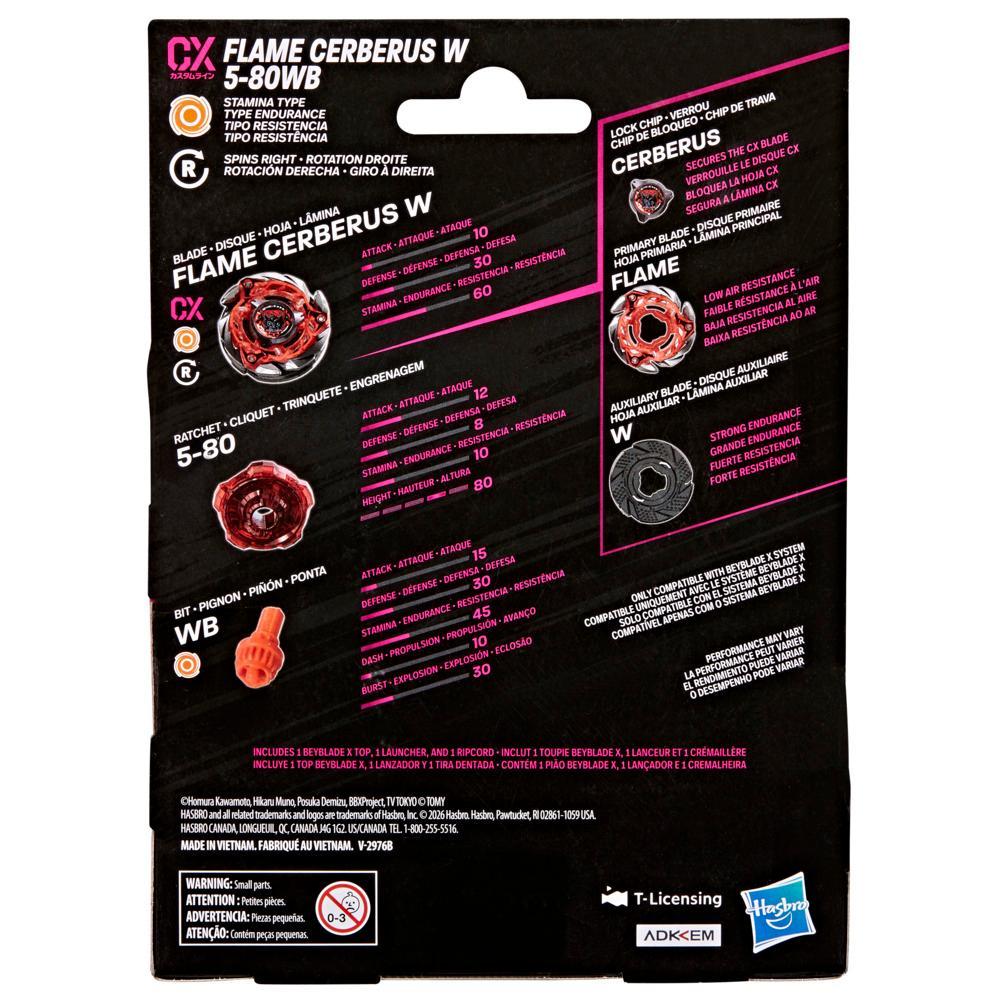 Beyblade X Flame Cerberus W 5-80WB CX Starter Pack Top and Launcher