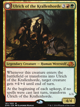 Ulrich of the Krallenhorde // Ulrich, Uncontested Alpha (EMN-191) - Eldritch Moon: (Double Faced Transform)