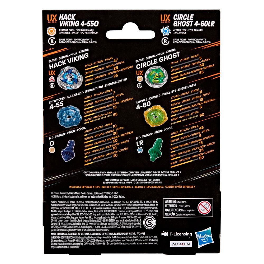 Beyblade X Circle Ghost 4-60LR UX & Hack Viking 4-55O UX Dual Pack Set