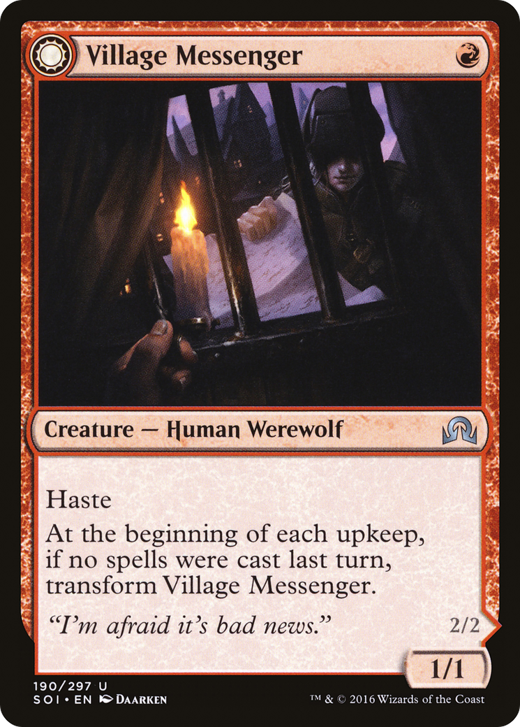 Village Messenger // Moonrise Intruder (SOI-190) - Shadows over Innistrad: (Double Faced Transform) Foil