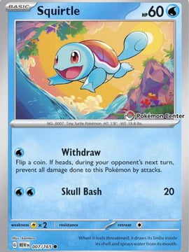 Squirtle (007/165) (Pokemon Center Exclusive) [Scarlet & Violet: Black Star Promos]
