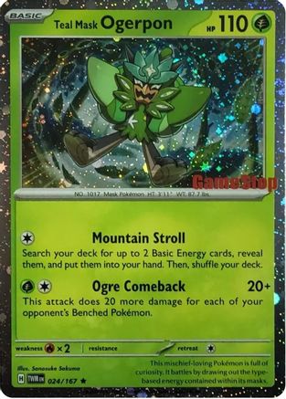 Teal Mask Ogerpon (Cosmos Holo) (Gamestop Exclusive) 24 - Miscellaneou Danireon Cards & Games Teal Mask Ogerpon (Cosmos Holo) (Gamestop Exclusive) 24 - Miscellaneou Danireon Cards & Games