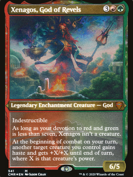 Xenagos, God of Revels (CMR-541) - Commander Legends: (enchantment) Etched Foil