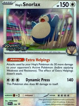 Hop's Snorlax - 184 (Prerelease) 184 - SV Scarlet & Violet Promo Cards Holofoil