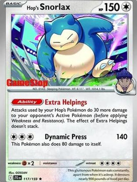 Hop's Snorlax - 117/159 (GameStop) (Cosmos Holo) 117 - Miscellaneous Cards & Products Holofoil