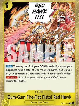 Gum-Gum Fire-Fist Pistol Red Hawk (OP11-114) - A Fist of Divine Speed Foil