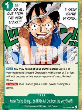 I Know You're Strong... So I'll Go All Out from the Very Start!!! (OP13-040) - Carrying On His Will Foil