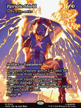 Patriotic Shield - Sword of Fire and Ice (Borderless) (MAR-100) - Marvel Universe Eternal-Legal