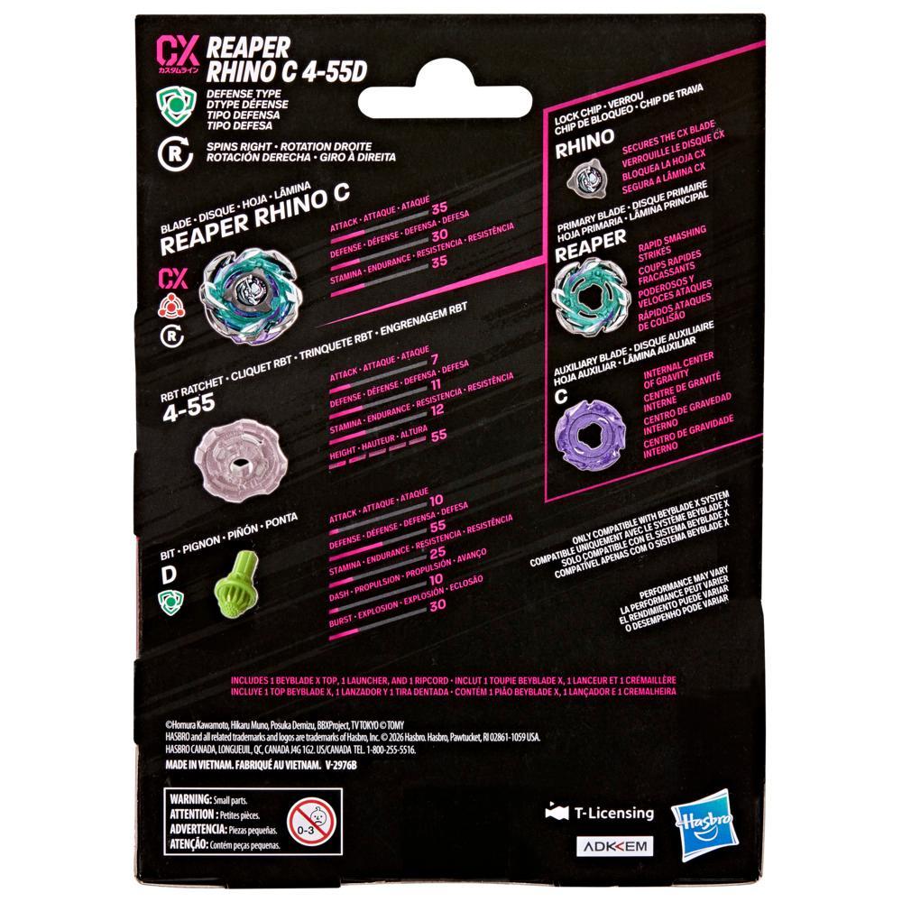 Beyblade X Reaper Rhino C 4-55D CX Starter Pack Top and Launcher