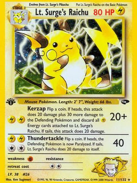 Lt. Surge's Raichu (11/132) [Gym Challenge 1st Edition]