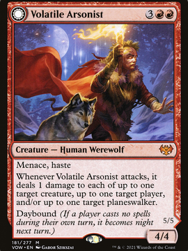 Volatile Arsonist // Dire-Strain Anarchist (VOW-181) - Innistrad: Crimson Vow: (Double Faced Transform)