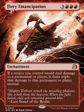 Fiery Emancipation (WOT-042) - Wilds of Eldraine: Enchanting Tales: (Showcase) (Borderless)