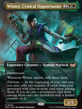 Winter, Cynical Opportunist (DSC-007) - Duskmourn: House of Horror Commander (Borderless) Foil