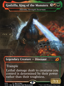 Zilortha, Strength Incarnate (IKO-275) - Ikoria: Lair of Behemoths / Godzilla, King of the Monsters (Borderless) Foil