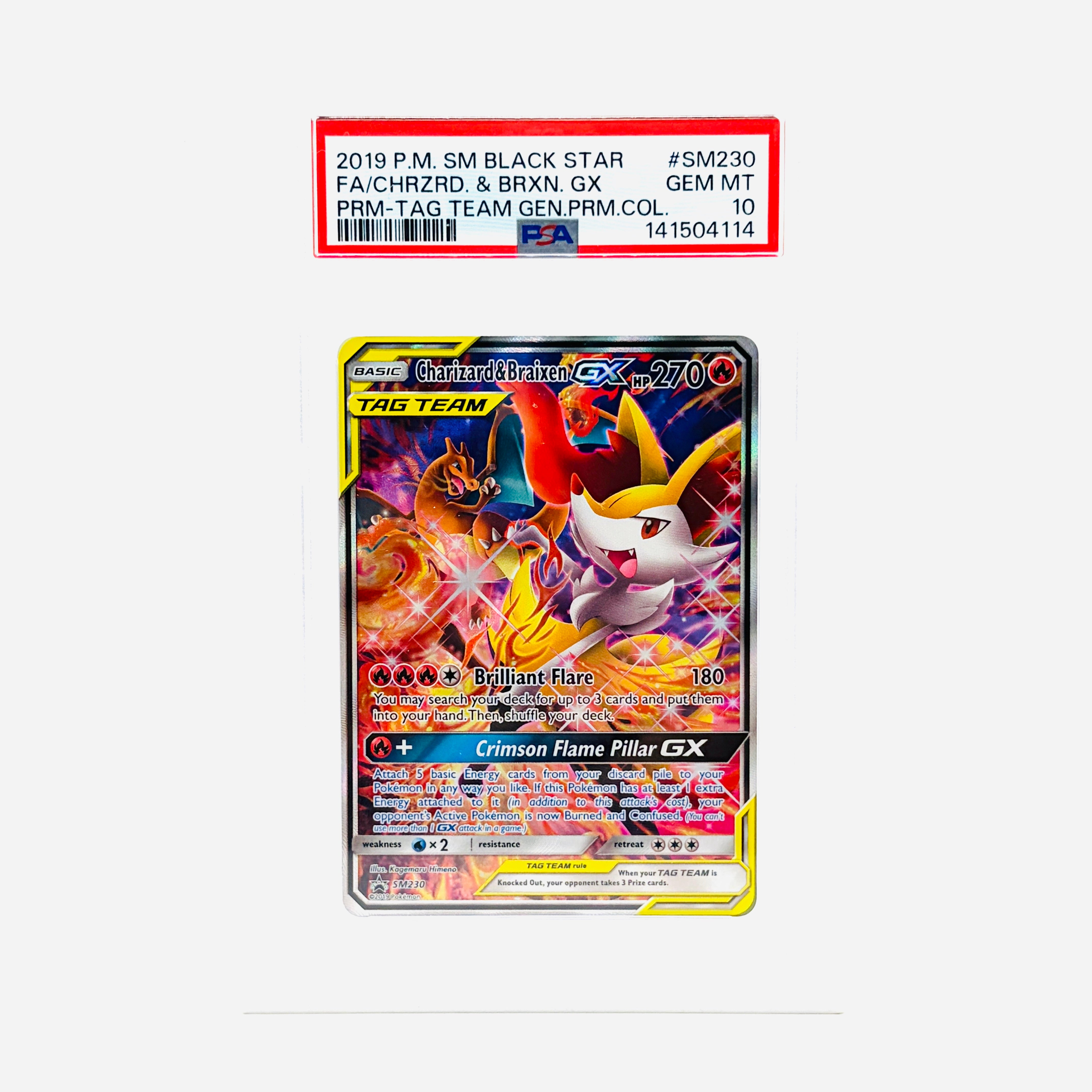 pokemon cards gx tag team charizard PSA 10 Charizard & Braixen GX Tag Team Full Art