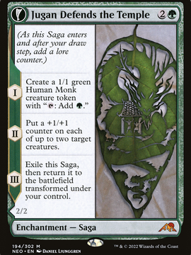 Jugan Defends the Temple // Remnant of the Rising Star (NEO-194) - Kamigawa: Neon Dynasty: (fandfc, enchantment)
