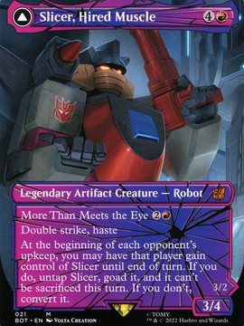 Slicer, Hired Muscle // Slicer, High-Speed Antagonist (BOT-021) - Transformers: (shatteredglass, convertdfc) (Borderless)
