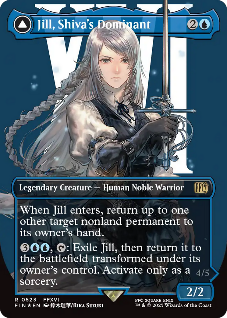 Jill, Shiva's Dominant // Shiva, Warden of Ice (FIN-523) - FINAL FANTASY: (enchantment) (Borderless) Foil