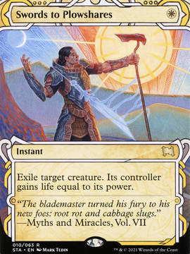 Swords to Plowshares (STA-010) - Strixhaven Mystical Archive: (Showcase) (Borderless) Etched Foil