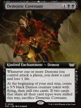 Demonic Covenant (DSC-049) - Duskmourn: House of Horror Commander: (Extended Art)
