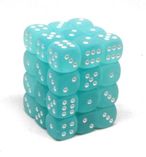 Chessex Dice - Frosted™ 12mm d6 Teal/white Dice Block™ (36 dice)
