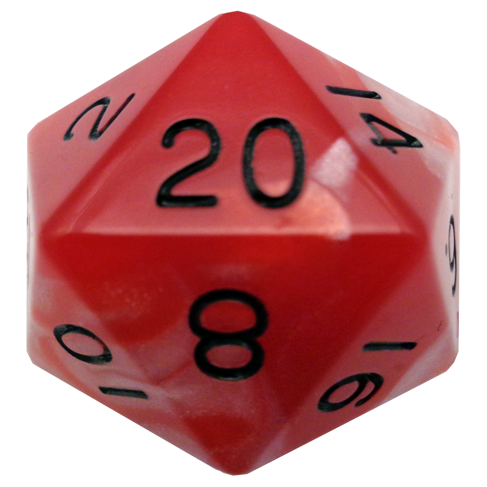 MDG - Mega Acrylic Dice d20 - Red/White w/ Black (35mm)
