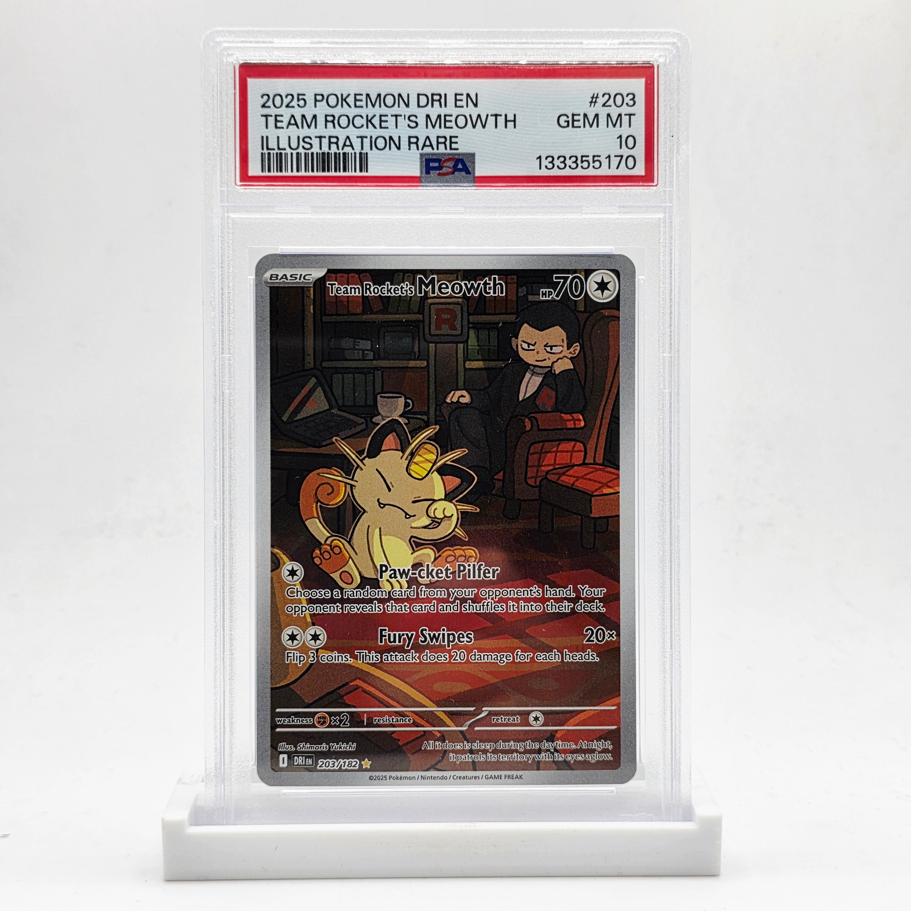 PSA 10 Team Rocket's Meowth Illustration Rare - 2025 Pokémon