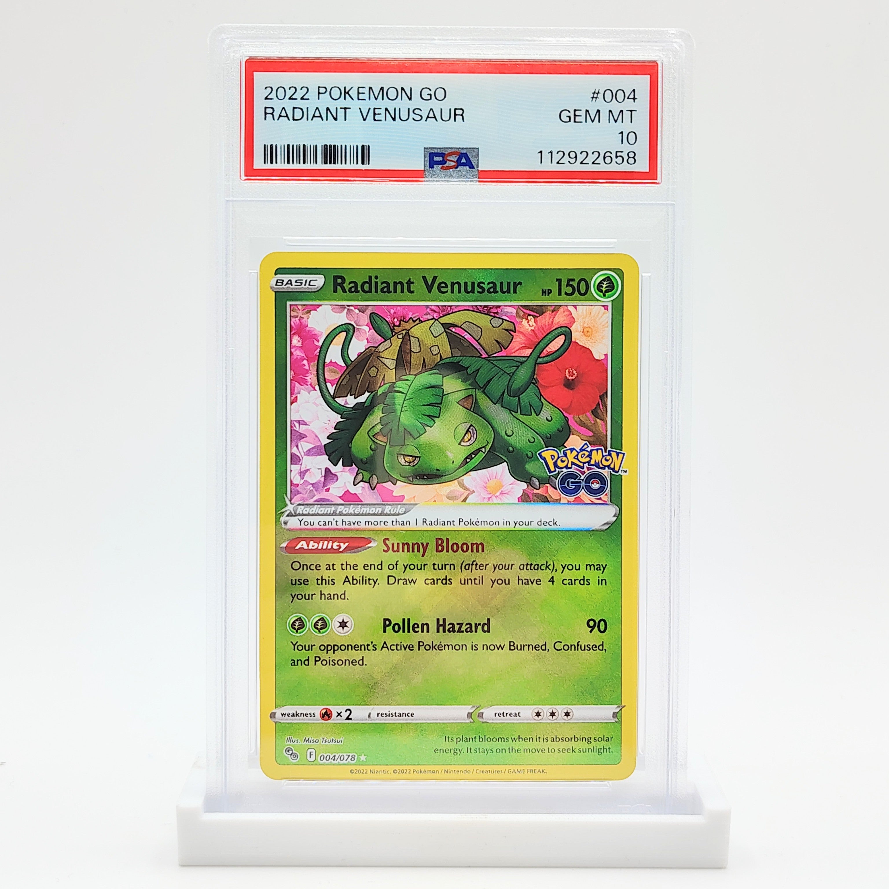 venusaur pokemon go card 2022 Pokemon Go 004 Radiant Venusaur PSA 8 Graded Card