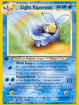 Light Vaporeon (52/105) [Neo Destiny 1st Edition]