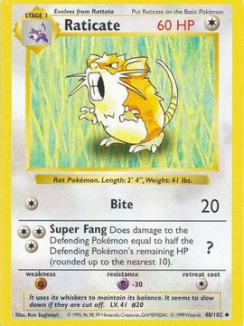 Raticate (40/102) [Base Set Shadowless Unlimited]
