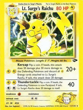 Lt. Surge's Raichu (11/132) [Gym Challenge Unlimited]