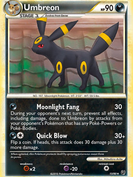 Umbreon (10/90) (Cracked Ice Holo) (Theme Deck Exclusive) [HeartGold & SoulSilver: Undaunted]