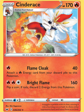 Cinderace - 036/202 (Cracked Ice Holo) (36) [Deck Exclusives] Holofoil