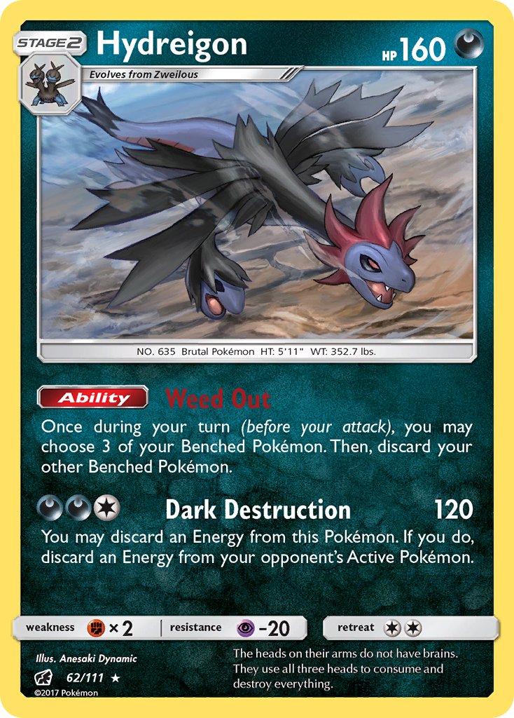 Hydreigon (62/111) (Cracked Ice Holo) (Theme Deck Exclusive) [Sun & Mo – Danireon Cards & Games