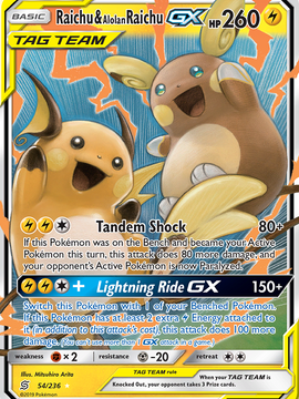 Raichu & Alolan Raichu GX (54/236) [Sun & Moon: Unified Minds]