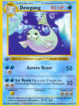 Dewgong (25/102) (Shadowless) [Base Set 1st Edition]