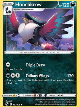 Honchkrow (107/195) [Sword & Shield: Silver Tempest]
