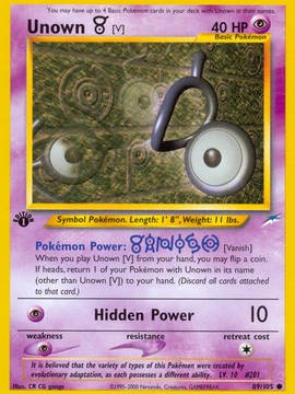 Unown [V] (89/105) [Neo Destiny 1st Edition]