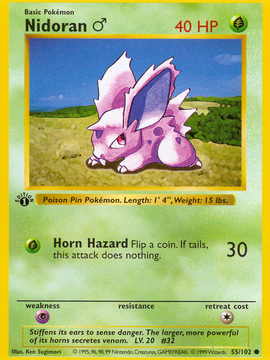 Nidoran (55/102) (Male) (Shadowless) [Base Set 1st Edition]