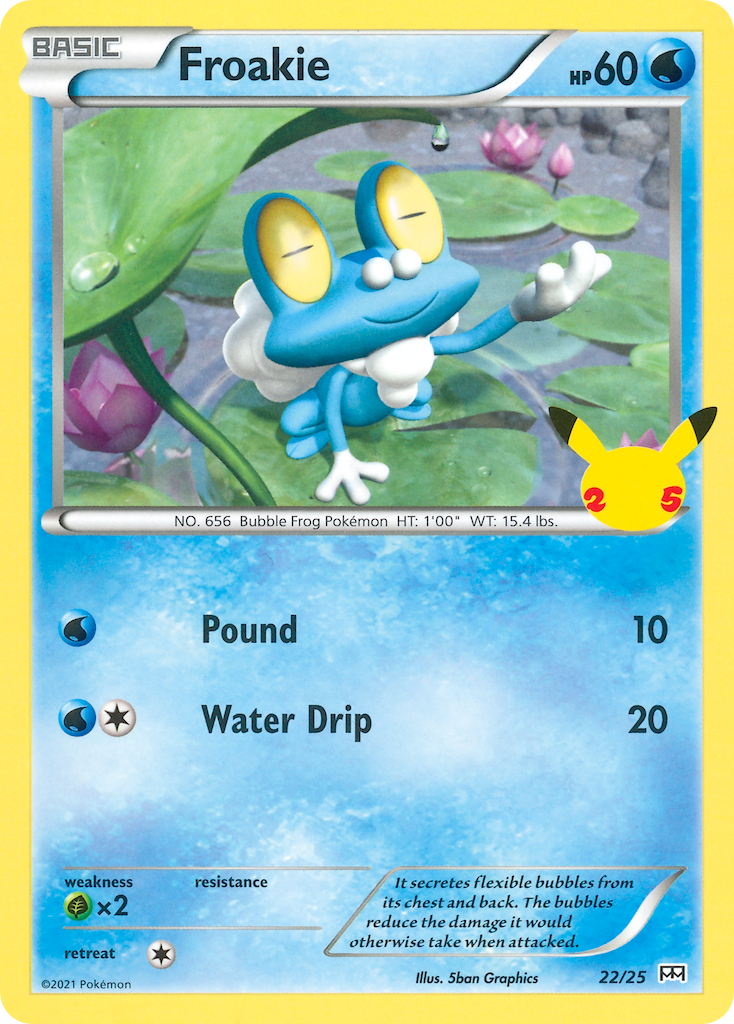 mcdonald's froakie pokemon card 22/25 Holo Rare McDonalds 25th Anniversary Near M Colorless Water Drip (20) Weakness Grass 2 Retreat Cost Froakie #4 Prices | Pokemon