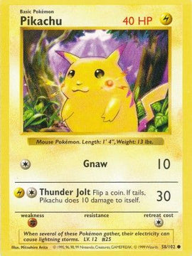 Pikachu (58/102) (Red Cheeks Misprint) [Base Set Shadowless Unlimited]