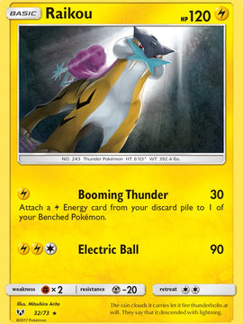 Raikou (32/73) (Lets Play, Pikachu Cracked Ice Holo) (Theme Deck Exclusive) [Sun & Moon: Shining Legends]